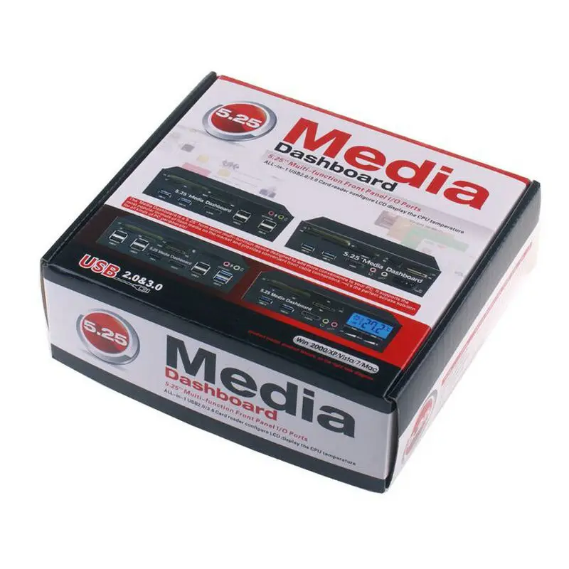 Многофункциональная медиа-панель 5,25 дюймов Компьютерная передняя панель с SATA/eSATA, USB 2,0/USB 3,0, микрофон/наушники аудио