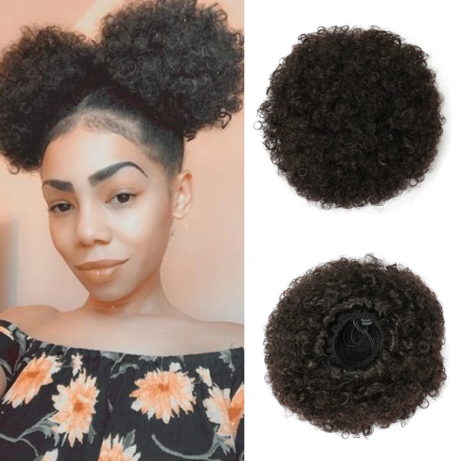 Hairpiece hair afro puff drawstring curly hair bun extensions natural  postiche chignon hairpiece fake hair
