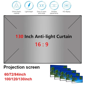 

Projector simple curtain Anti-light screen 60 72 84 100 120 130 inches home outdoor office portable 3d HD projector screen New