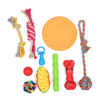

2020 New 10Pcs Dog Pet Chew Rope Toys Set Washable Durable Cotton Clean Teeth Interaction Entertainment Colorful Puppy Bite