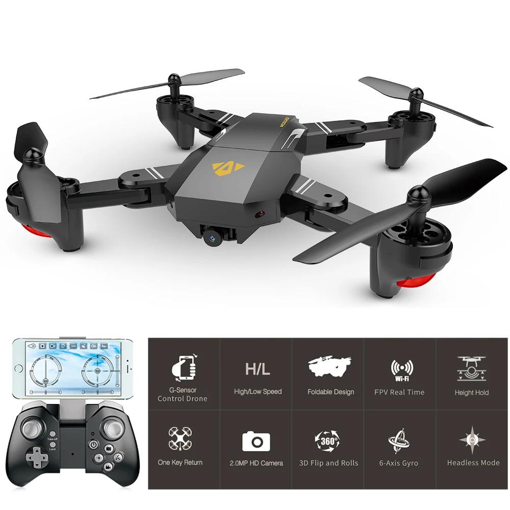 Дрон VISUO XS809HW с широкоугольной HD-камерой 720 МП 2 4 P G-сенсором и функцией