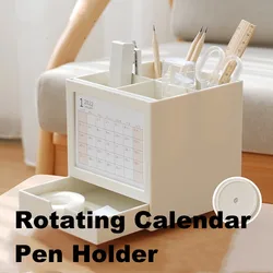 Porte stylo à Rotation créative, calendrier 2022, organisateur de bureau, rangement de papeterie, décoration de bureau 
