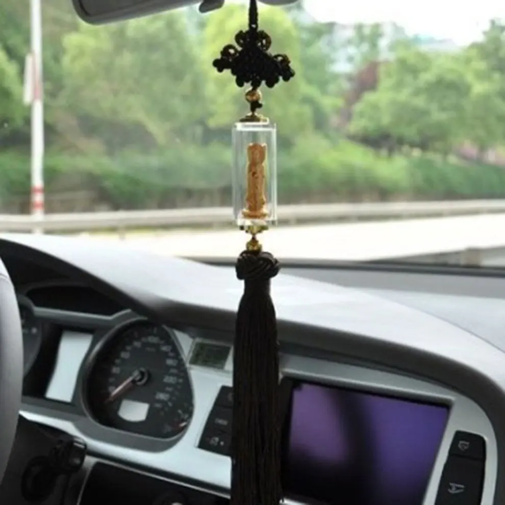 Трехсторонняя стерео Гуаньинь позолоченная статуя Будды Хрустальная подвеска автомобиль аксессуары для салона автомобиля украшения