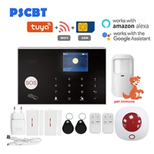 Беспроводная GSM сигнализация, Wi-Fi, Tuya сигнализация, домофон, дистанционное управление, приложение, Автонабор, 433 МГц, детекторы, IOS, Android, сенсорная клавиатура