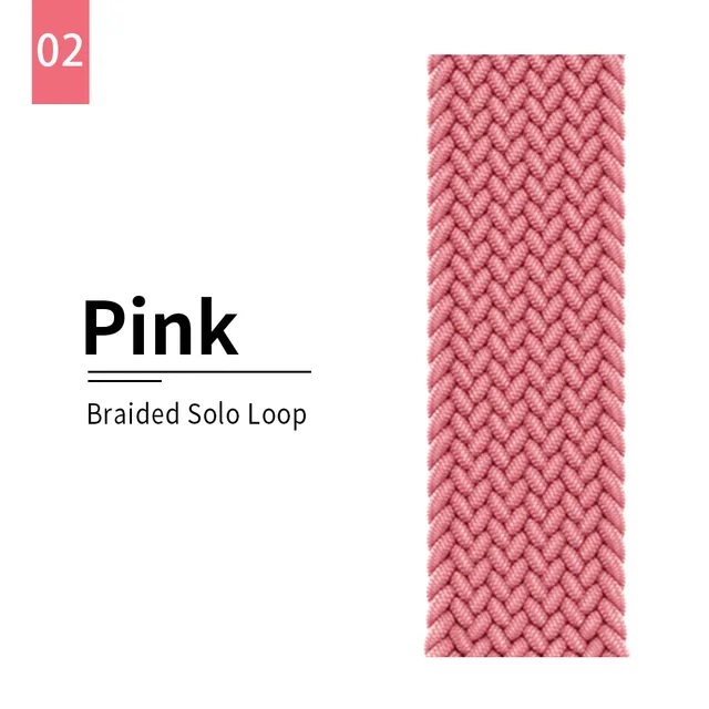 Braided Solo Loop strap for Apple watch band 44mm 40mm Elastic Wristband Bracelet on iwatch Se Series 7 6543 42mm 38mm 41mm 45mm 2 Flower pink