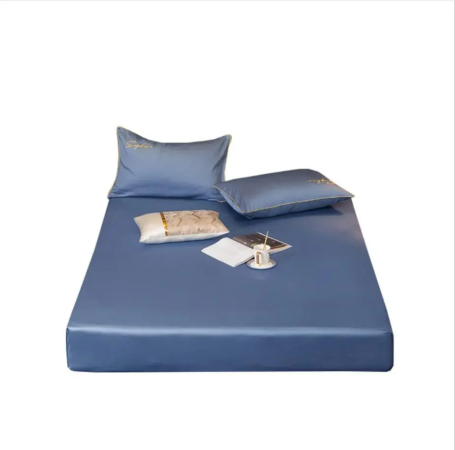 12 color Pure Cotton Bedspread Fitted Bed sheet Linen with Elastic Band Queen King Size Bedding Mattress Protector Bed Cover