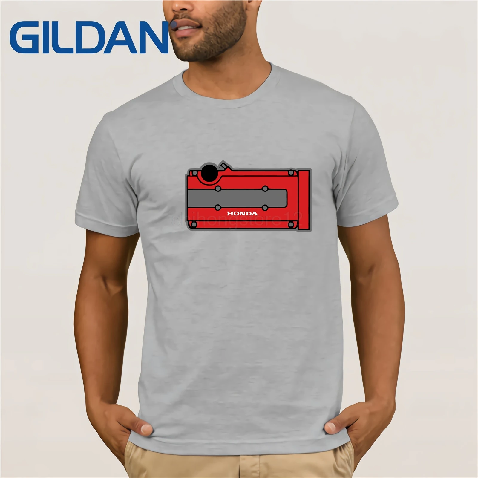New Summer Tee Shirt B Series valve cover Japanese Car Shirt Short-Sleeve Unisex T-Shirt PNW b16 b18c Cool T-shirt - Цвет: light grey