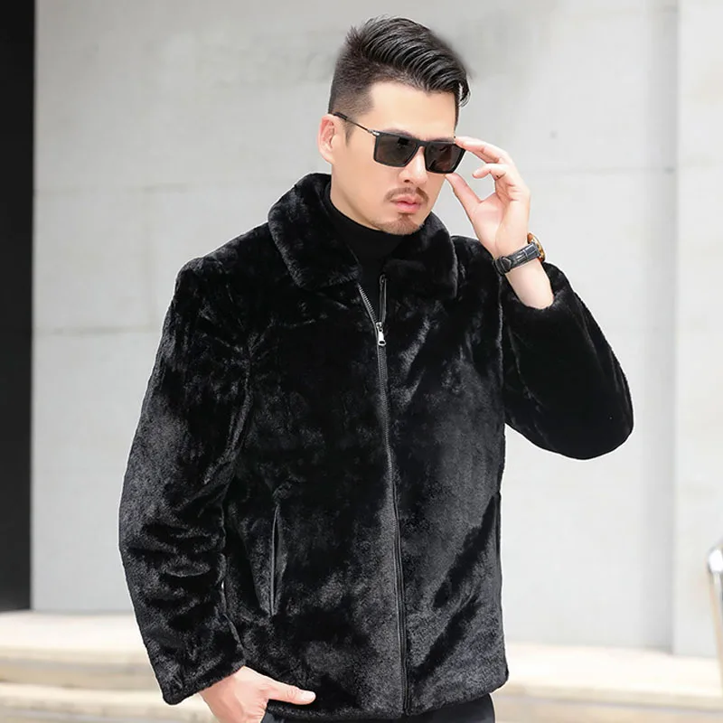 High Quality Winter New Style Ferret Fur Coat Zipper Golden Mink Velvet Fur  Lapel Coat Badge Homme Heren Winterjas Men Fur Coat - Faux Leather -  AliExpress