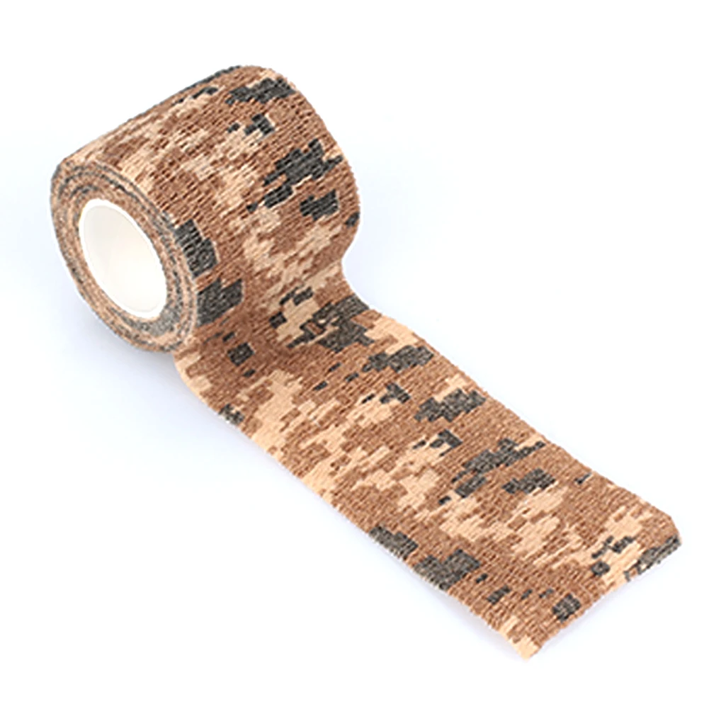 Camo Sand Растягивающийся бинт, аксессуары для винтовки, Камуфляжная Лента в рулоне 4,5 м, Нетканая камуфляжная самоклеящаяся ткань для кемпинга, рулонная лента для винтовки - Цвет: Camo Sand