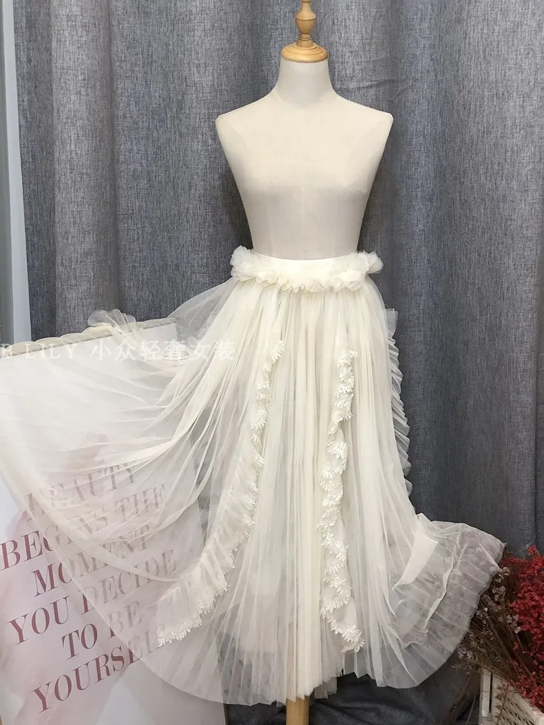 New White layered yarn skirt half skirt bottom skirt show Style Lace Chiffon oversized half skirt mesh skirt long skirt New White layered yarn skirt half skirt bottom skirt show Style Lace Chiffon oversized half skirt mesh skirt long skirt