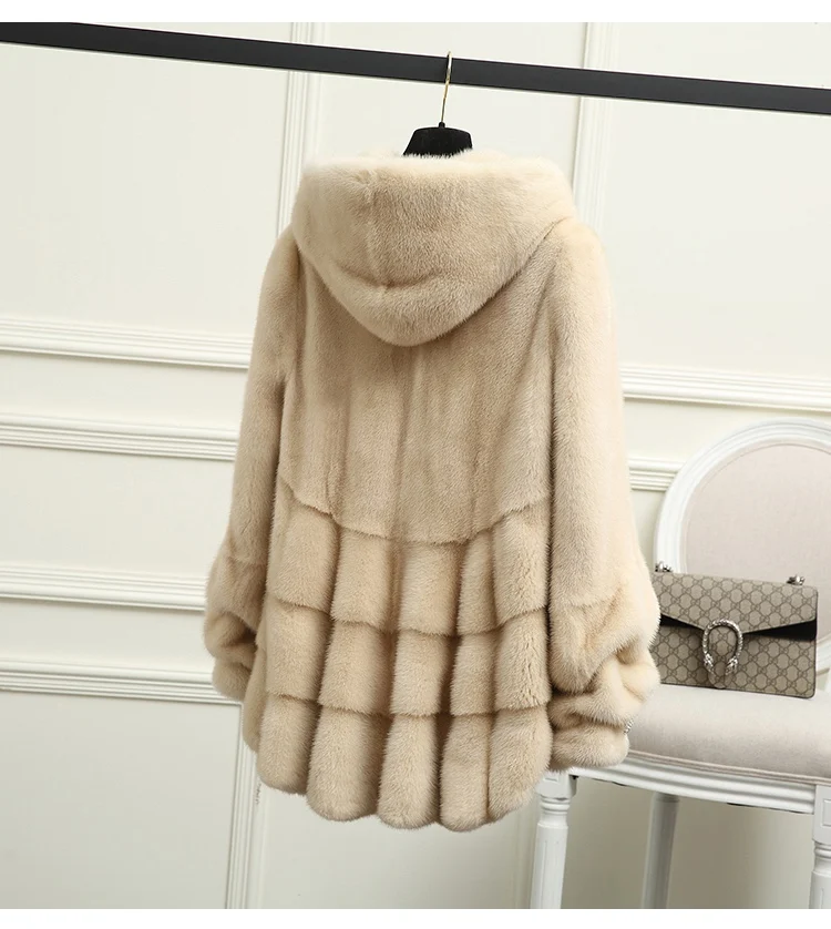 2019 зимнее пальто женское пальто из натурального меха норки с капюшоном Элегантная Женская Роскошная зимняя куртка женская теплая одежда