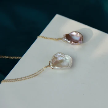

Lily Jewelry Baroque Pearl Charm Pendant Choker Necklace 925 Sterling Silver Clasp Delicate Jewelry Wedding Valentines day Gift
