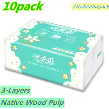 

10pack 3 layers Tissue Papers Native Wood Pulp TissueFace Paper Household Kitchen Comfortable Soft Toilet Paper