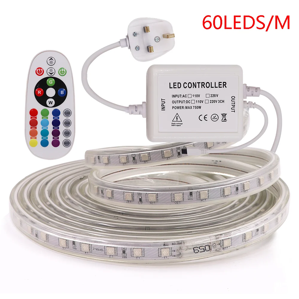 Светодиодная лента 220 В переменного тока 5050SMD 120 светодиодов/м гибкая