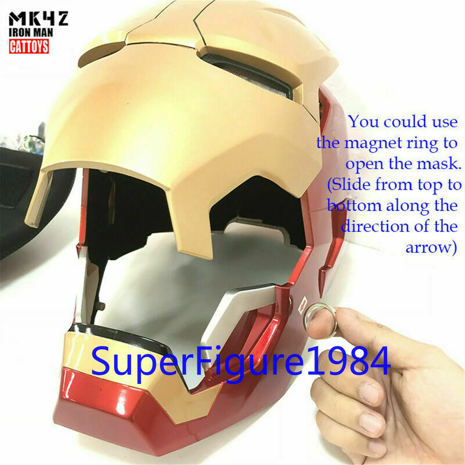 NEW Ironman MK42 IRON MAN Helmet MAGNETIC RING CONTROL ELECTRIC OPEN LED EYE COS 1:1 Scale