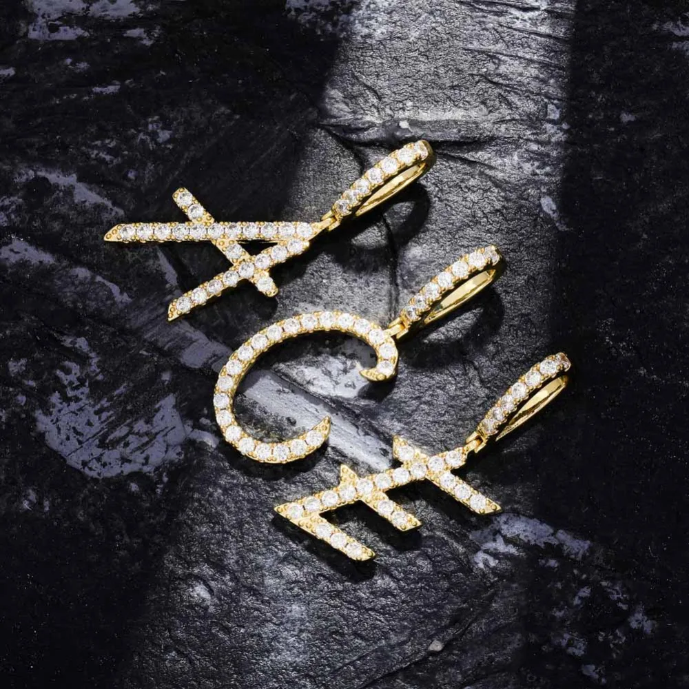 JINAO дизайн A-ZCustom имя теннисный Singl буквы льда ожерелья и кулон для мужчин женщин кубический циркон хип хоп ювелирные изделия подарок