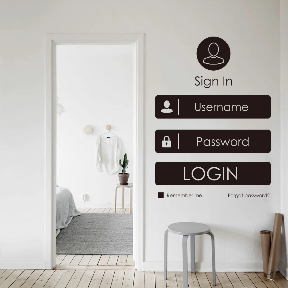 Forma de login moderno jogo adesivo de parede escritório sala de jogos  grande login engraçado decalque da parede crianças sala de jogos vinil  decoração da sua casa _ - AliExpress Mobile