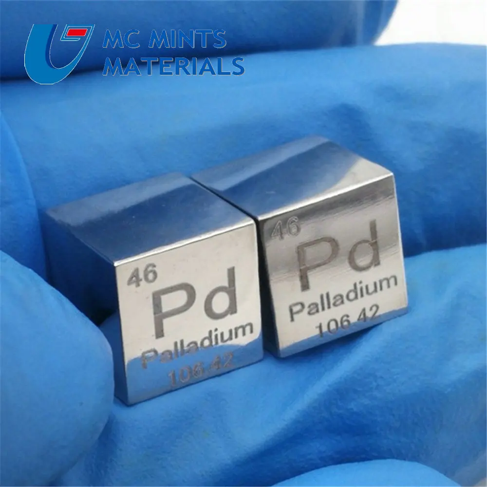 Палладий Pd куб металлический лазер резной дорогой металл полированный зеркальный элемент исследования и разработки простое вещество рафинированное