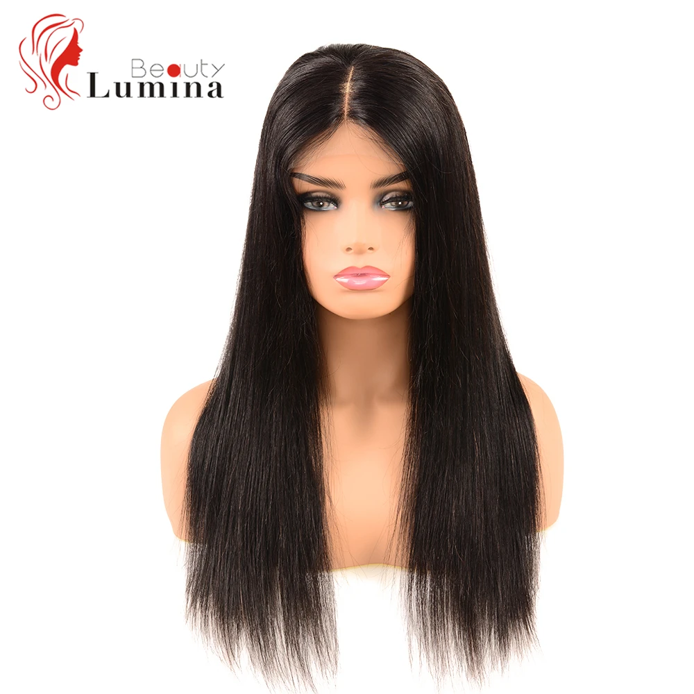 4x4 кружева закрытие парик перуанский прямые парики кружева закрытие парик человеческих волос парики для чернокожих 150 плотность Красота Lumina