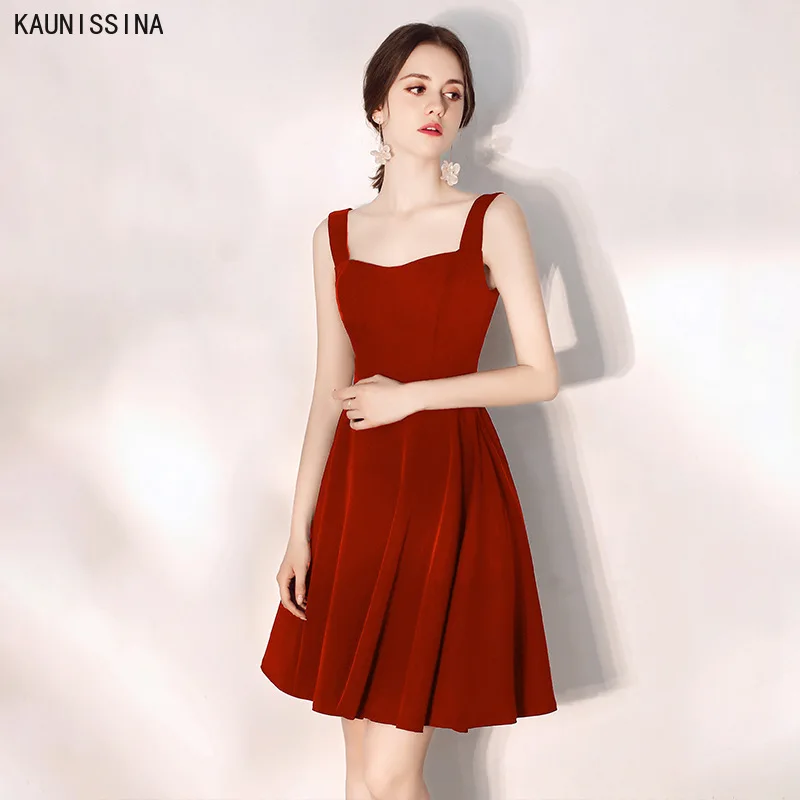 

KAUNISSINA Simple Cocktail Dresses Sweetheart Spaghetti Strap Short Prom Dress Elegant Party Gowns Homecoming Vestidos