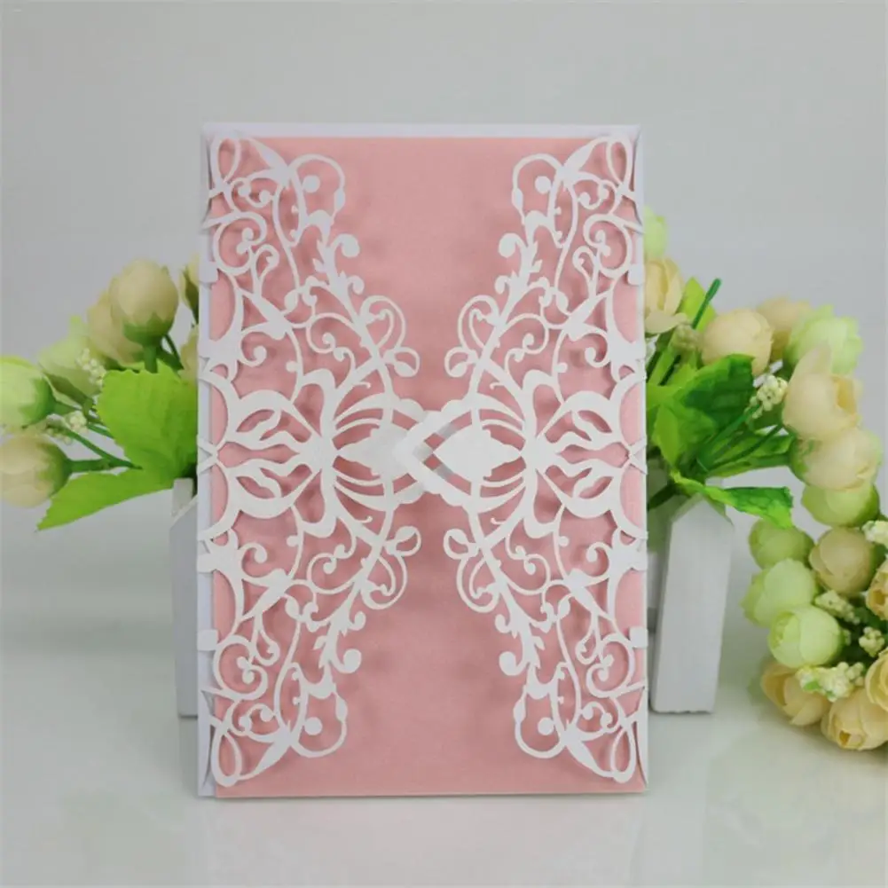  10PCS New Style Wedding Invitations Laser Hollowing Out Pearl Paper Birthday Card Business Party Su - 4.00019E+12