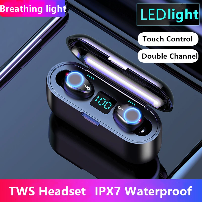 2000 мАч IPX7 Tocuh управление TWS Bluetooth V5.0 беспроводная гарнитура в ухо спорт HIFI стерео