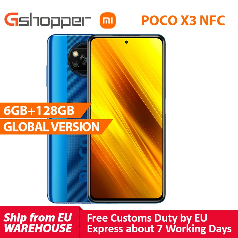 Versión Global Xiaomi POCO X3 NFC 6GB 128GB Smartphone Snapdragon 732G Smartphone 64MP 5160mAh Cámara 33W de carga 6,67 PocoX3