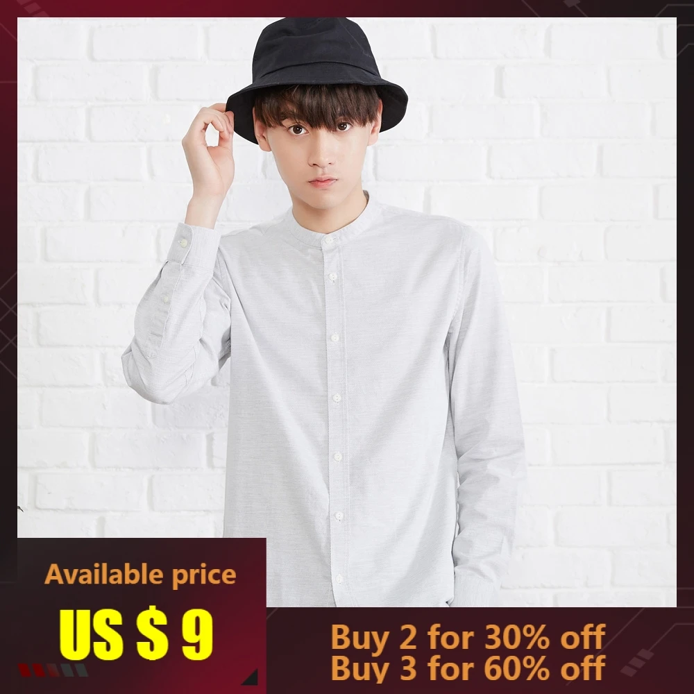 

Metersbonwe Brand Men New Casual Shirts 2019 Spring Autumn Male Slim Long Sleeve shirts regular Cotton Male Teenager tops
