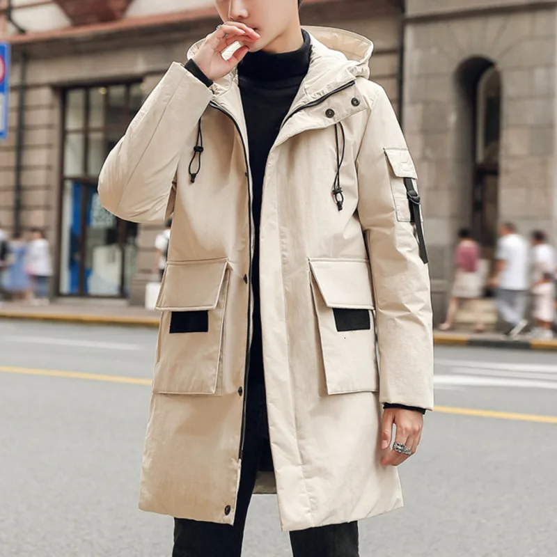 Брендовое зимнее длинное пуховое пальто мужская куртка белый утиный пух зимние