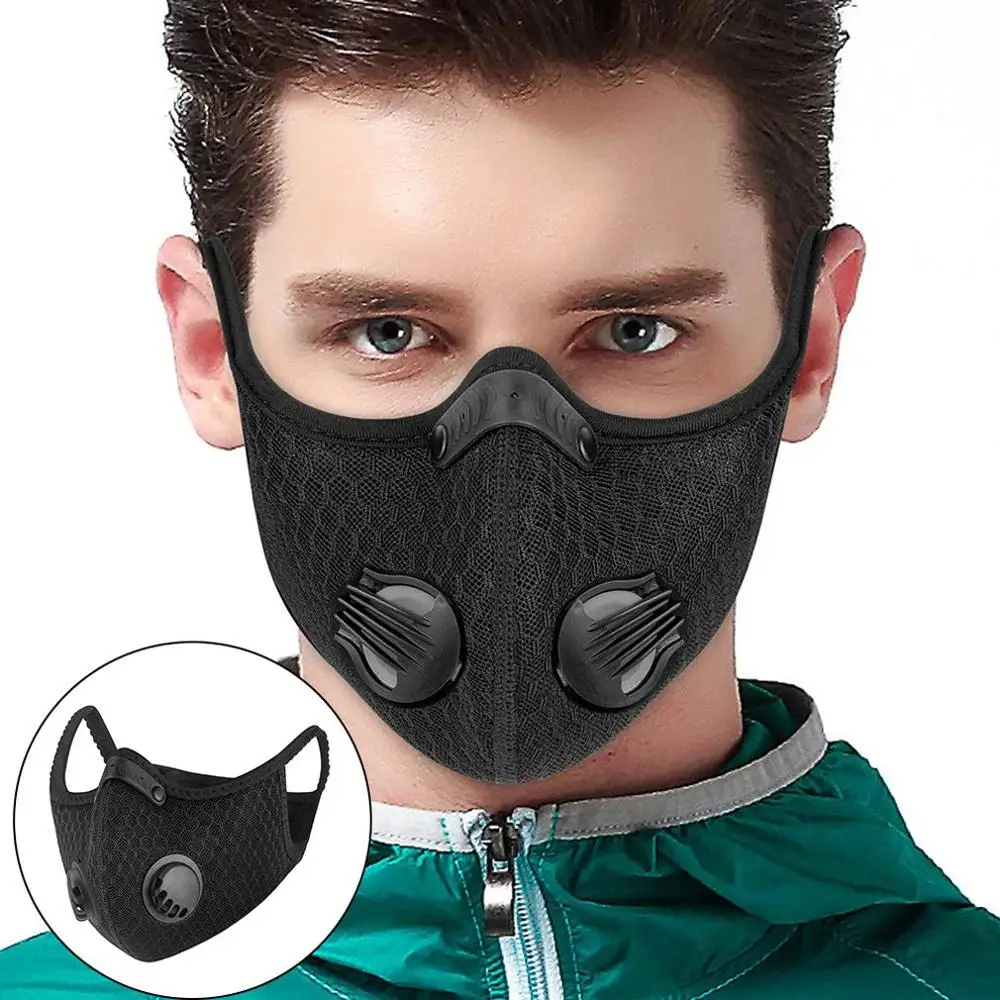 

Black Anti Dust Mask PM2.5 Breathing Filter Valve Face Mouth Masks Reusable Mouth Cover Anti Fog Haze Respirator Men Women