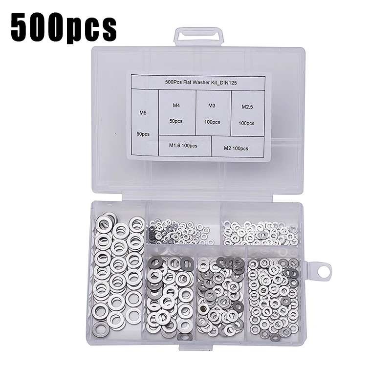 500 шт плоские шайбы 304 нержавеющая сталь плоская шайба комплект прокладок M1.6 M2 M2.5