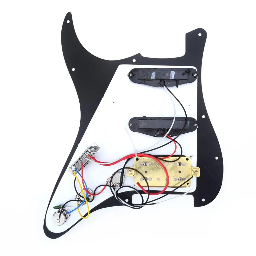 Musiclily 11 Hole SSH Prewired Humbuckers загружен накладку Набор Для Страт Стиль гитары, 3Ply черный