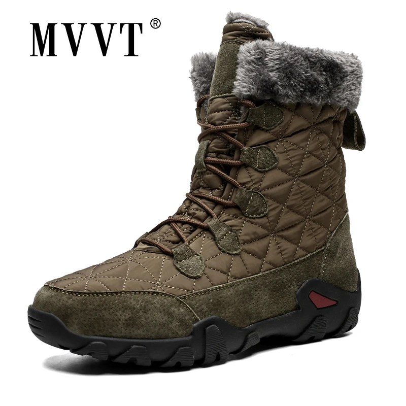 Plus Size Genuine Leather Boots Men Snow Boots Outdoor Super Warm Winter Men boots High Mid-Calf Keep Warm botas hombre