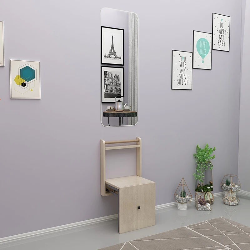 Folding shoe changing stool wall hanging invisible hall corridor household small porch chair stool creative multi-functional sho afbeelding
