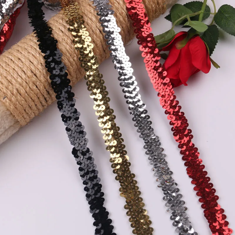 5 ярдов/партия красивые эластичные кружевные ленты с отделкой Ткань блесток