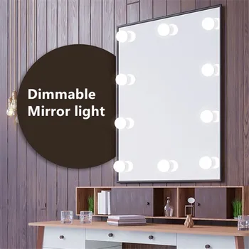 

Dimmable LED Makeup Mirror Light Bulb Mirror Front Lamp Maquiagem Profissional Completa Espejo Tocador De Maquillaje Mueble Lamp