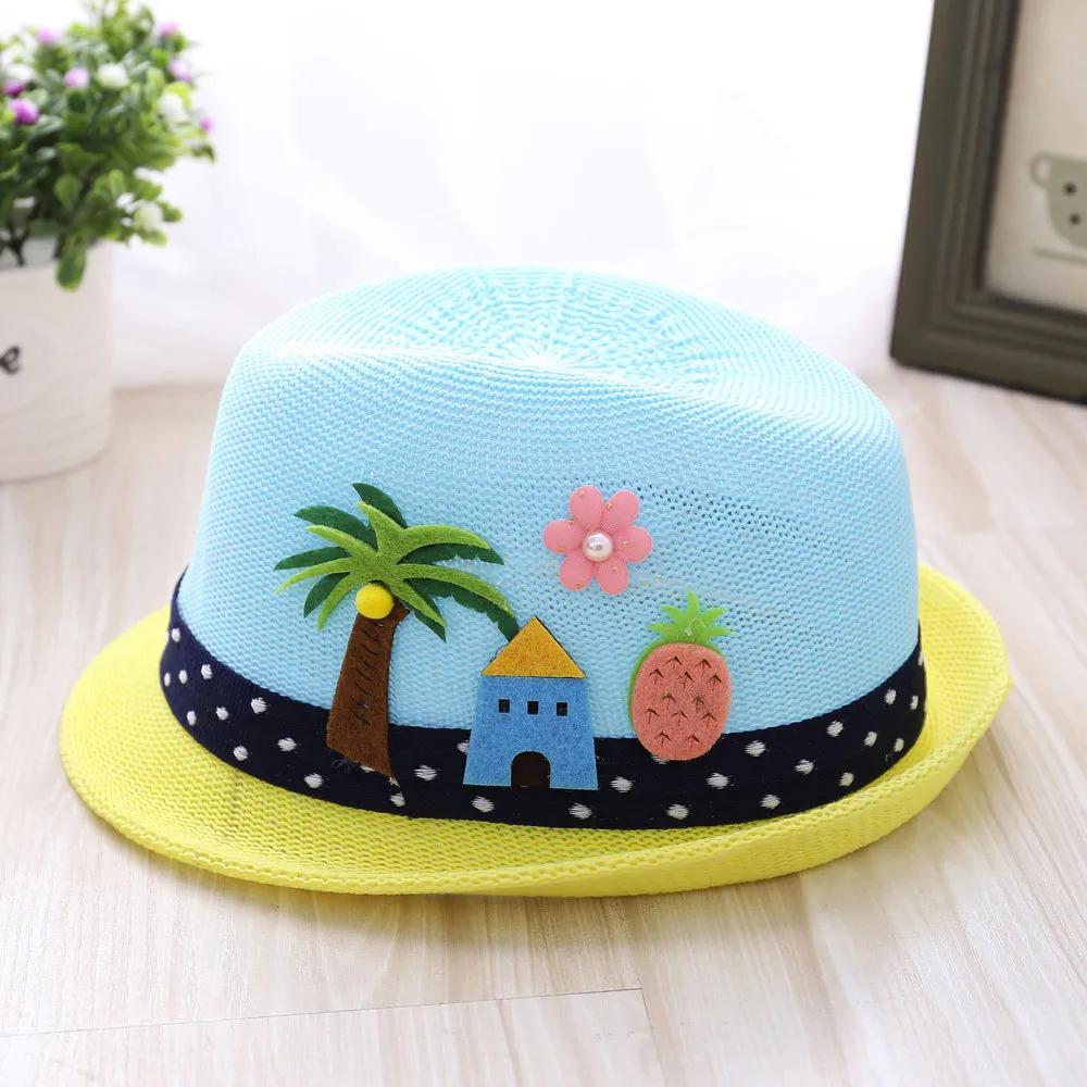 Boys and girls jazz hat embroidered coconut tree Toddler Infant Sun Cap Outdoor Baby Girls/Boys Hat Jazz Cap For Baby 