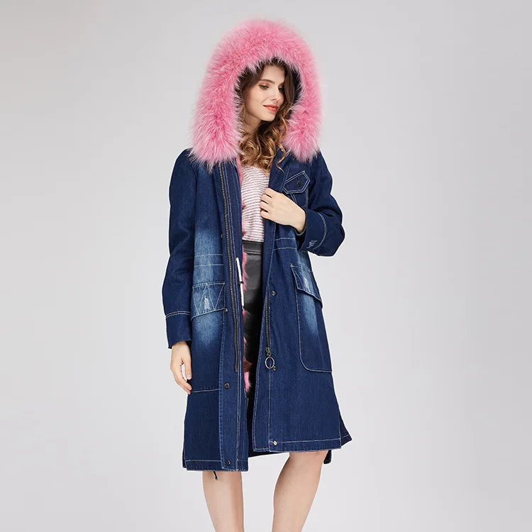 Yiwu New Arrival Removed Raccoon Fur Collar Fox Fur Liner Parka Overcoat Coat For Autumn And Winter Great Fur Coat