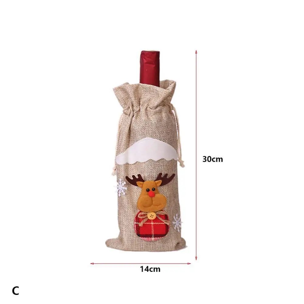 Рождественский шнурок мешок для бутылки кукла шампанское красное вино бутылка набор декоративное покрытие украшение стола Рождественская вечеринка - Цвет: C elk