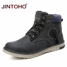 JINTOHO/Мужская зимняя обувь из натуральной кожи; модные мужские зимние ботинки; мужские Ботильоны; повседневная мужская кожаная обувь; мужские кожаные ботинки
