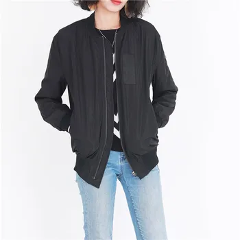 

Spring Autumn Fashion Loose Cute Back Embroidery Flamingo Zipper Long Sleeve SML Woman Casual Jacket Lady Streetwear Outwear