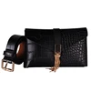 New Fashion Soft Leather Belt Bag For Women Luxury Tassel Ladies Black Waist Bags Phone Pocket Detachable belt Fanny Packs G141 ► Photo 1/6