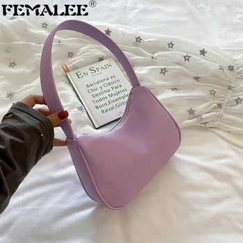 

Female Vintage Soft PU Leather Underarm Bag Designer Solid Single Shoulder Handbags Women Tote Baguette Bags Small Purses Bolsa