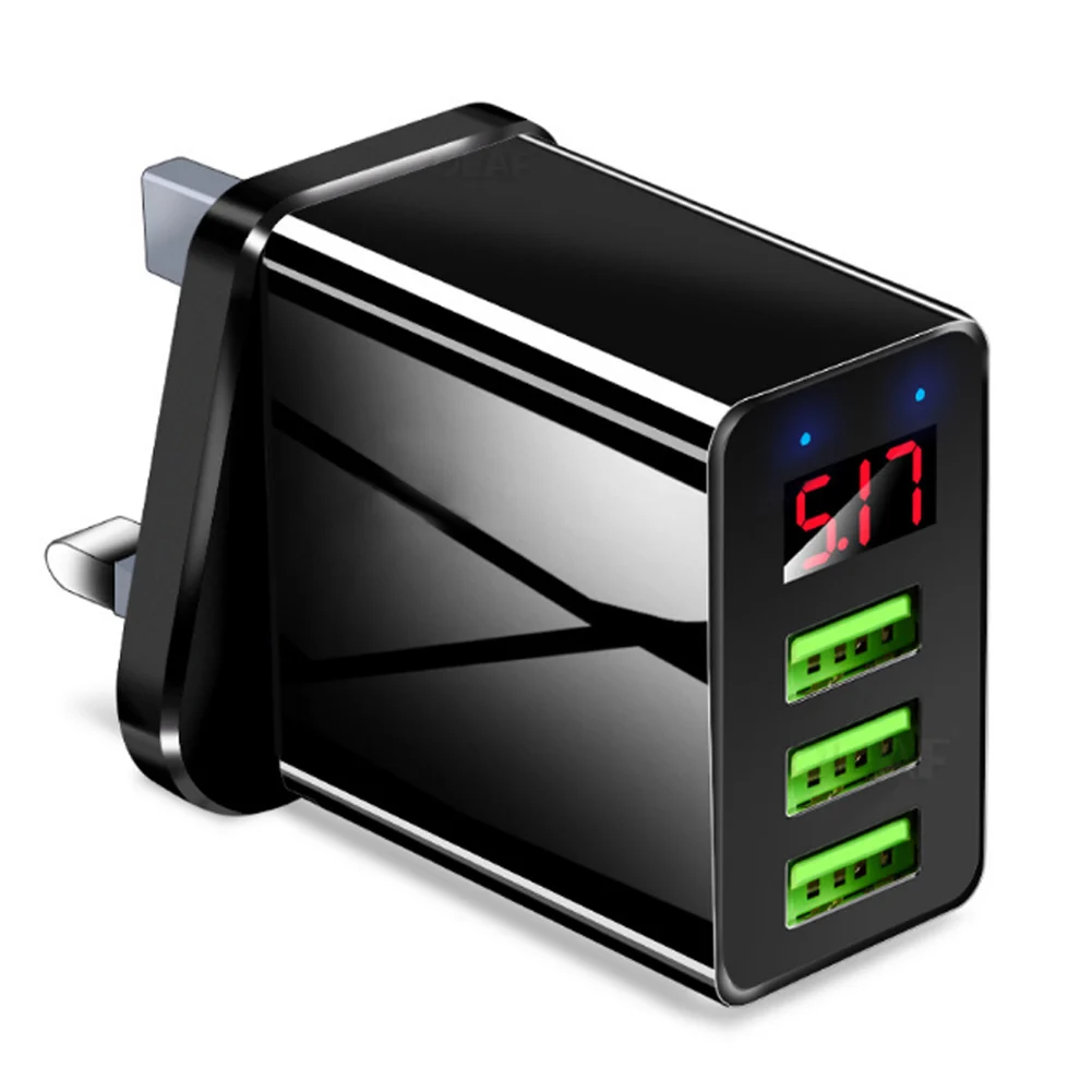 3 порта USB телефон зарядное устройство светодиодный дисплей 3A Быстрая зарядка для iPhone Android SD998