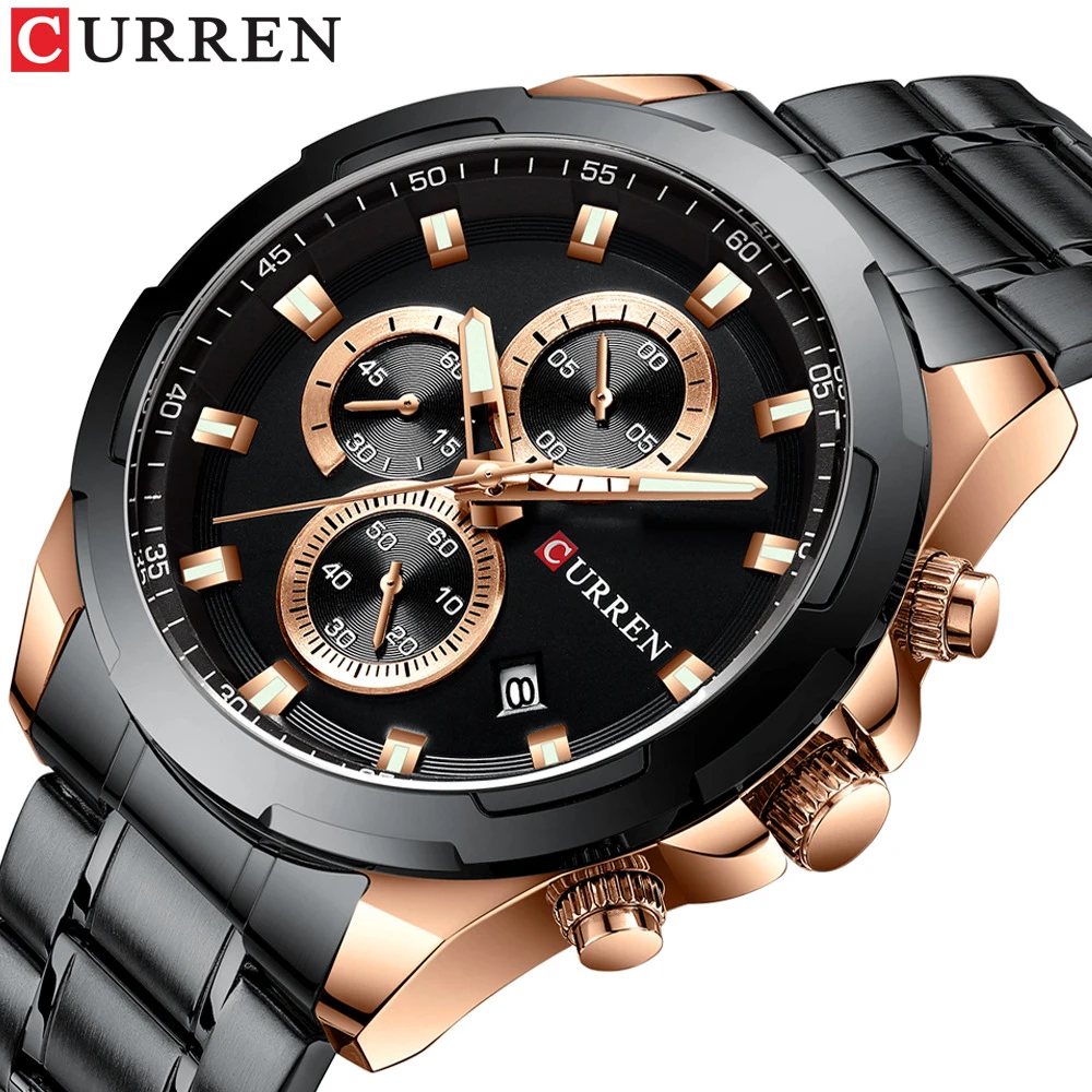 

CURREN Top Brand Mens Watches Luxury Stainless Steel Quartz Watch Men Fashion Chronograph Sport Male Date Waterproof Wrist Watch