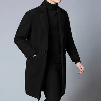 

Smart Casual Men's Wool Blends Coat Thick Winter Long Suit Overcoat Warm Jacket Slim Woolen Outerwear For Male Youth