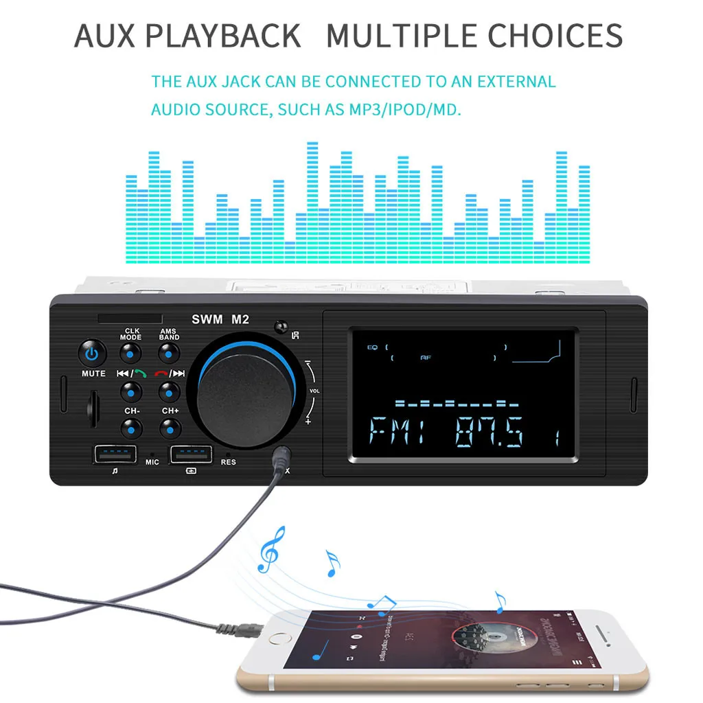 SWM M2 автомобильный стерео MP3 музыкальный плеер FM Радио BT USB TF AUX головное устройство матовая панель красивый внешний вид практичный функциональный