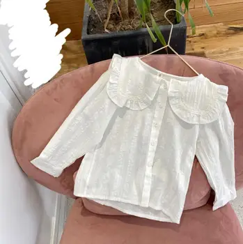 

2020 new wholesale girls ruffles shirt fashion spring girls blouse 3-8t HM669