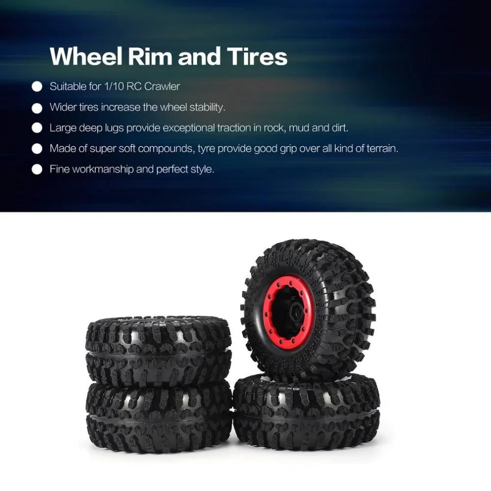 

AUSTAR 4pcs AX-3021 123mm Rim Rubber Tyre Tire Wheel Plastic Hub for 1/10 RC Crawler Model HSP HPI Spare Parts Accessories fz