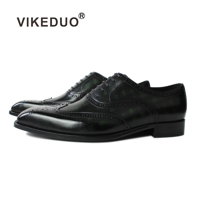 VIKEDUO Neue Volle Brogue Handgemachte Oxford Schuhe myanner Echte Kuh Leder Hochzeit bhuro Patina Kleid Schuhe Formale Schuh